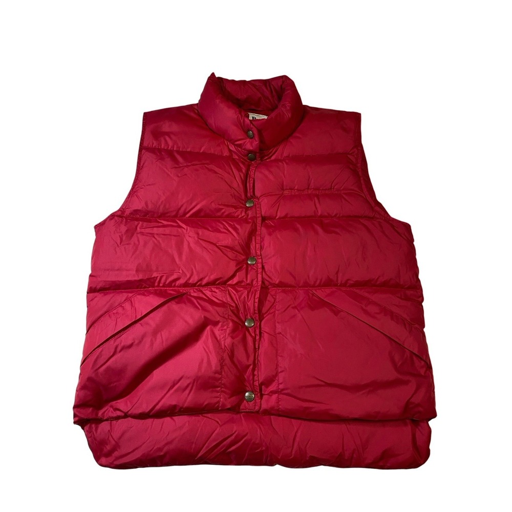 Vintage LL Bean Womens Goose Down Puffer Vest M Red News Corporation Corporate
